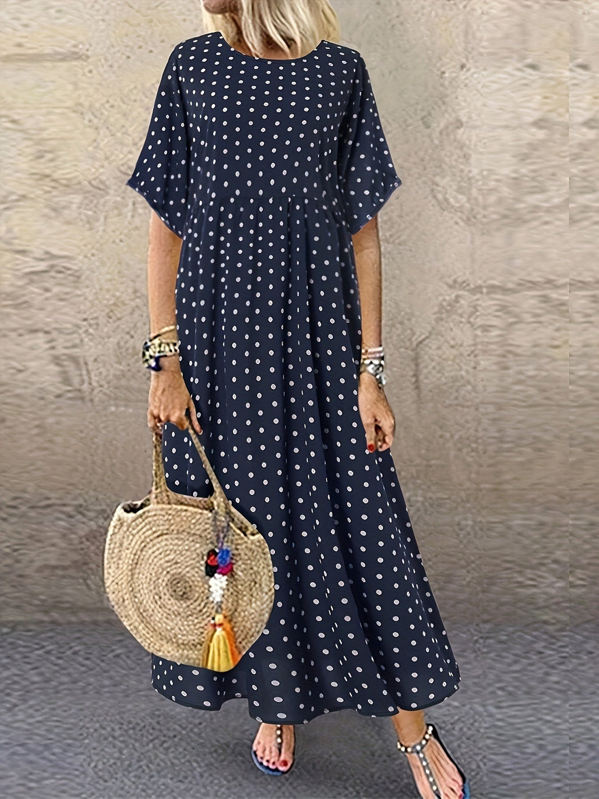 Lina | Women's Polka Dot Swing Maxi Dress
