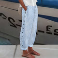 Beatrix | Women's Striped Linen Wide Leg Pants