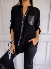 Isolde | Women's Sequin Trim Oversized Shirt