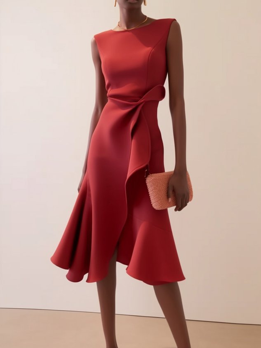 Lina | Women's Ruffle Cocktail Midi Dress