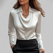 Genevra | Women's Cowl Neck Satin Blouse