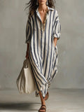 Delphine | Women's Linen Shirt Maxi Dress