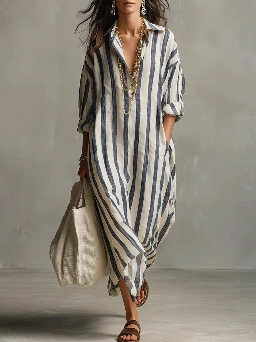 Delphine | Women's Linen Shirt Maxi Dress