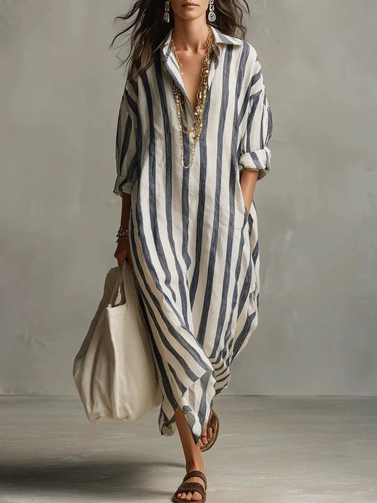 Delphine | Women's Linen Shirt Maxi Dress