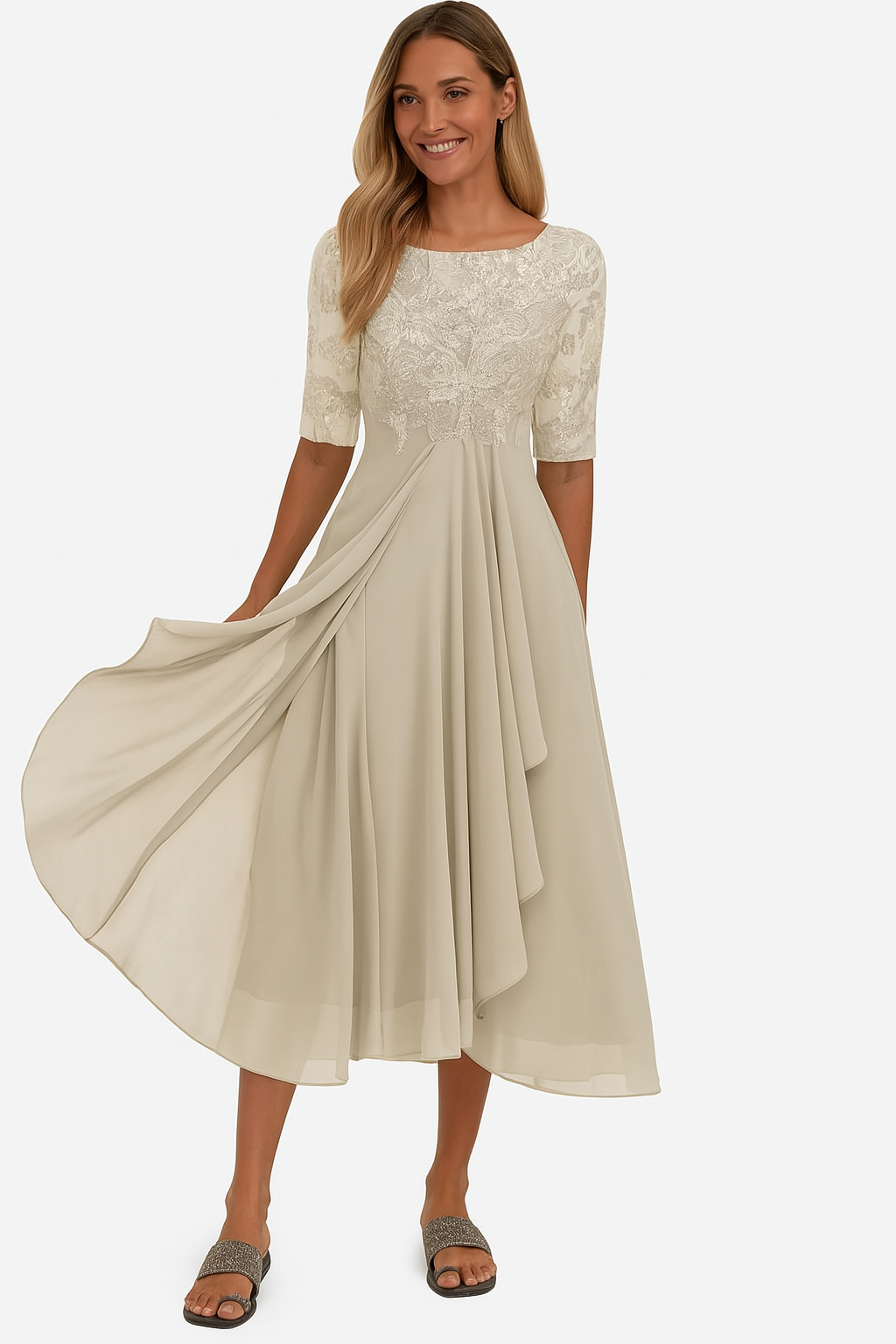 Isadora | Women's Lace A-Line Midi Dress