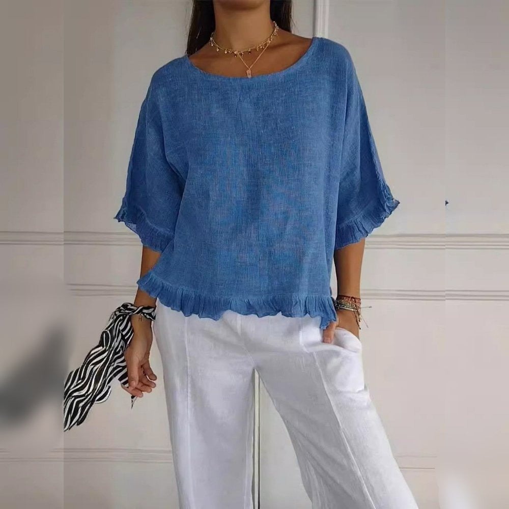 Letizia | Women's Ruffle Linen Top