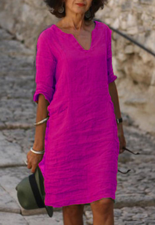 Isabelle | Women's Notch Neck Shift Midi Dress