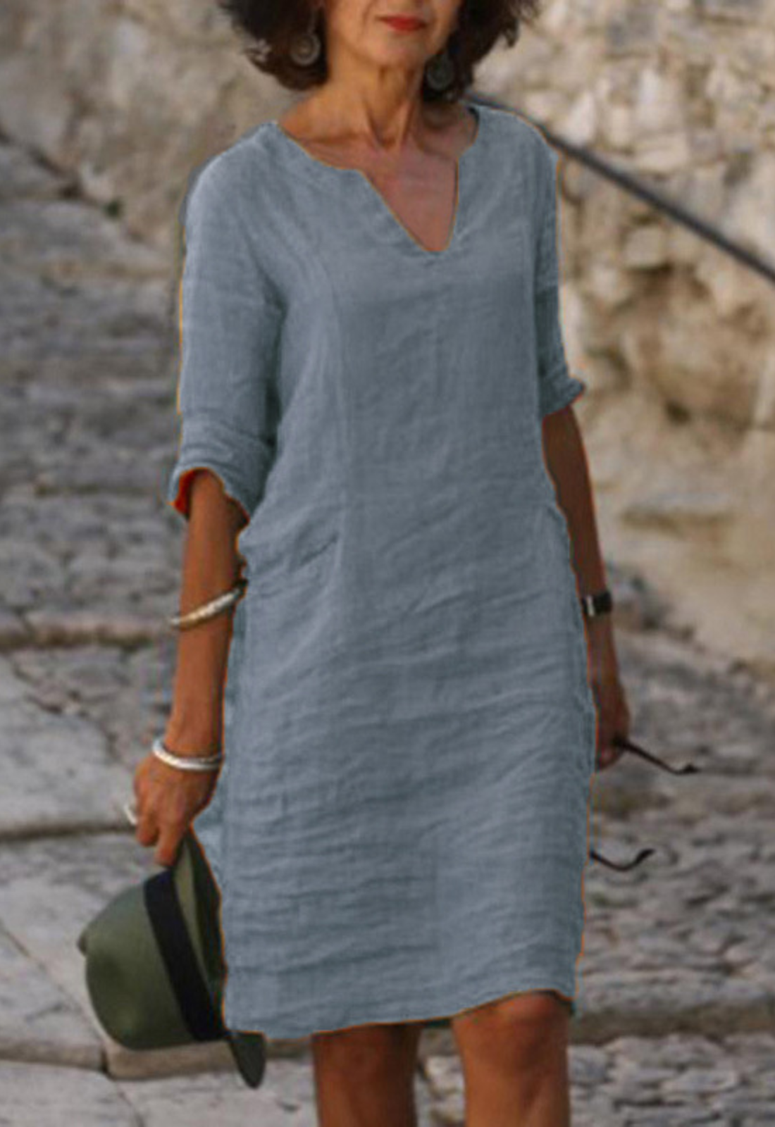 Isabelle | Women's Notch Neck Shift Midi Dress