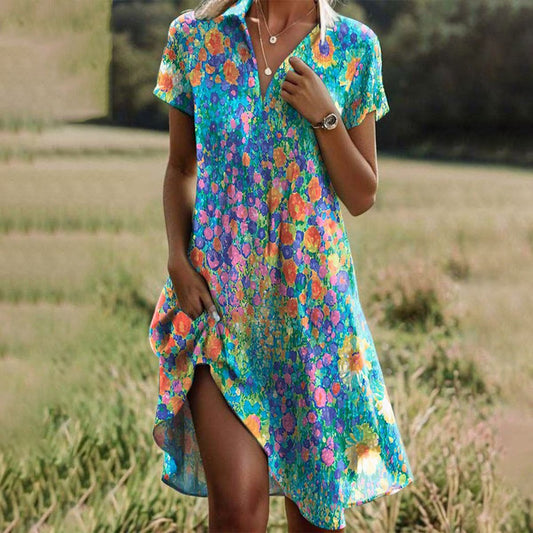 Olivia | Women's Floral V-Neck Summer Midi Dress