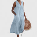 Juliette | Women's Linen Button-Front Summer Midi Dress