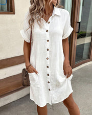 Caroline | Women's Button-Front Shirt Summer Mini Dress