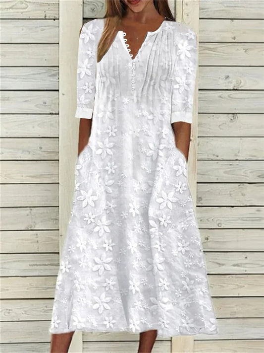 Amelia | Women's Floral Pintuck Maxi Dress