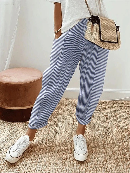 Adele | Women's Striped Linen Pants