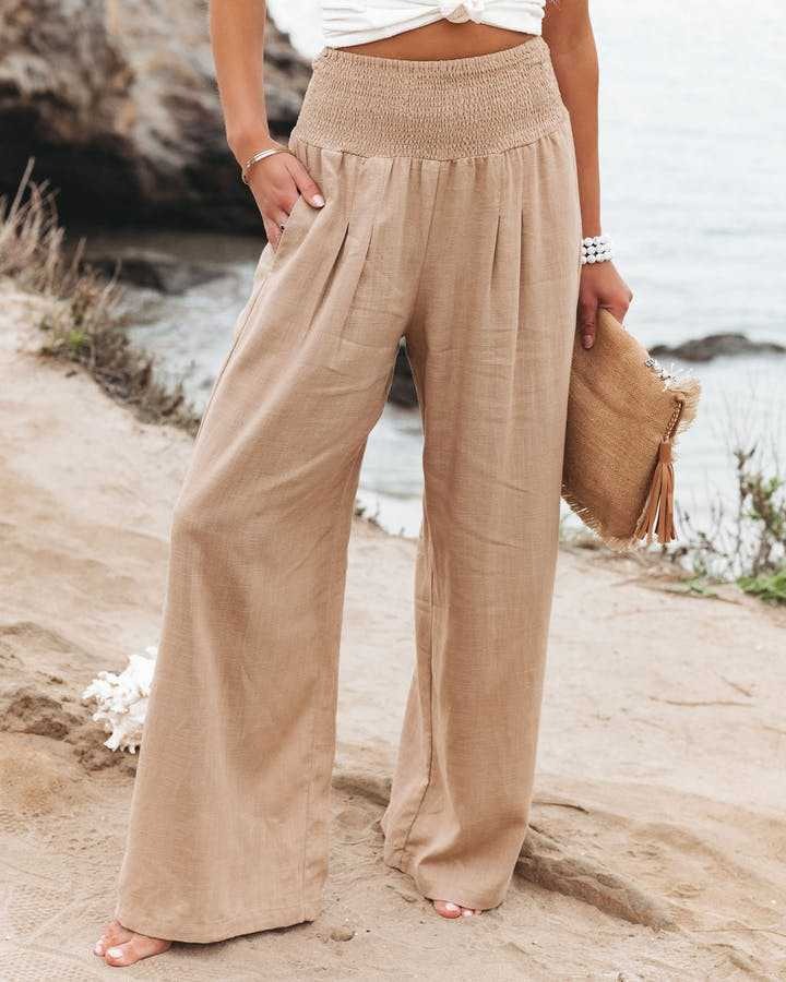 Cassandra | Women's High-Waist Wide-Leg Linen Pants