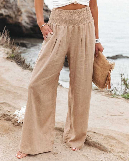 Cassandra | Women's High-Waist Wide-Leg Linen Pants