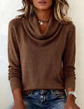 Women's Draped Cowl Neck Fine Knit Jumper
