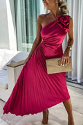 Serena | Women's One Shoulder Rosette Cocktail Maxi Dress