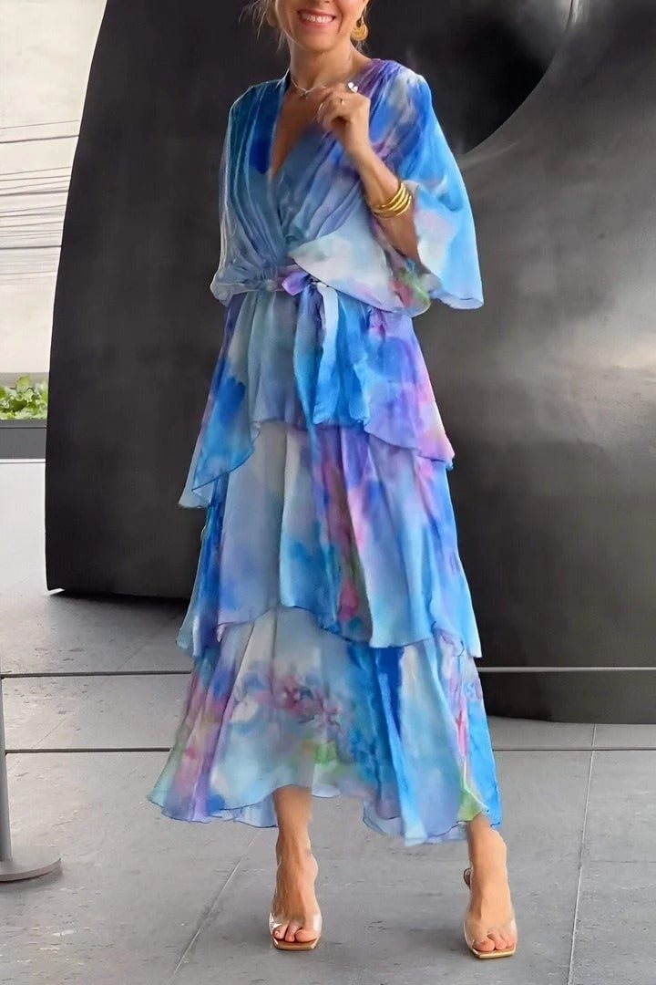 Cecilia | Women's Wrap Tiered Cocktail Maxi Dress