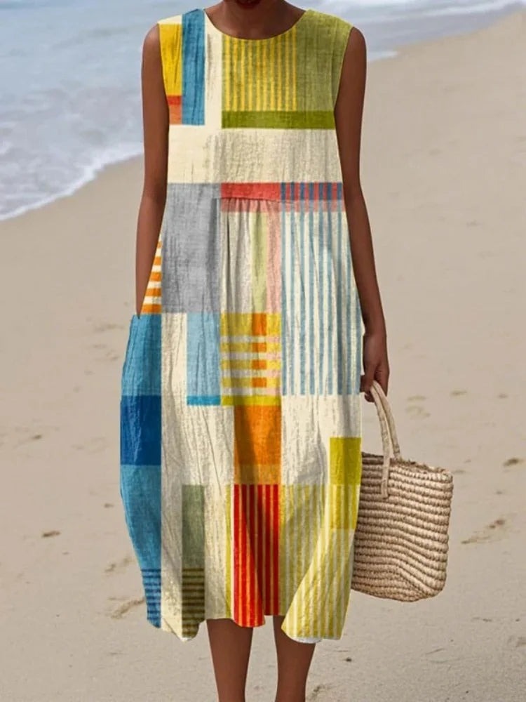 Bianca | Women's Patchwork Summer Midi Dress