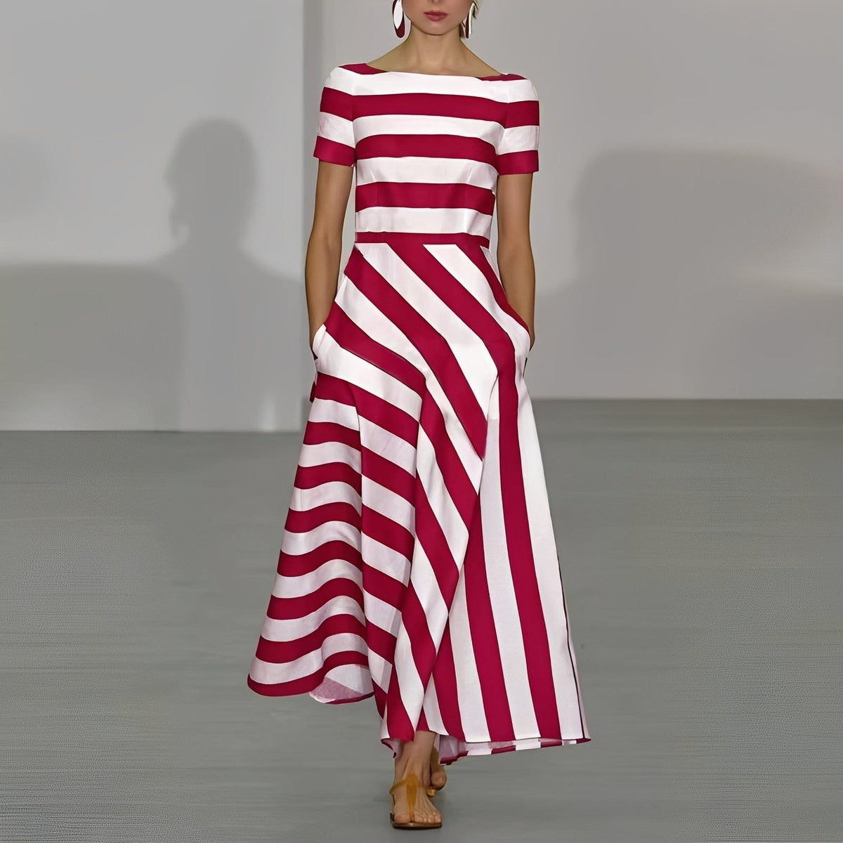 Rebecca | Women's Striped Formal Maxi Dress