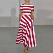 Rebecca | Women's Striped Formal Maxi Dress