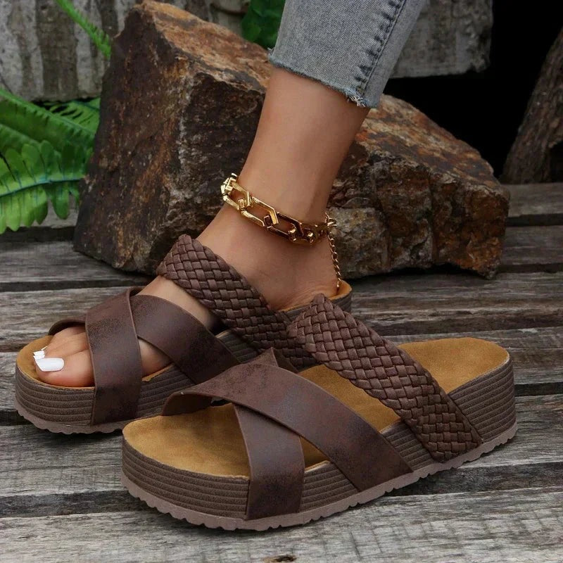 Marie | Women's Woven Platform Slide Sandals