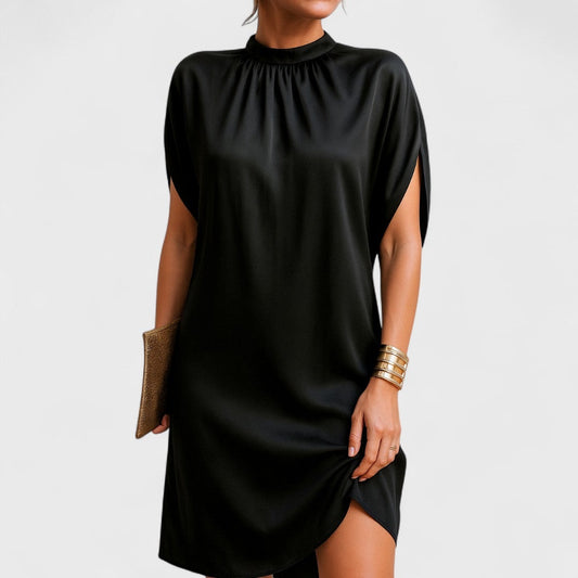 Angela | Women's High Neck Satin Summer Mini Dress