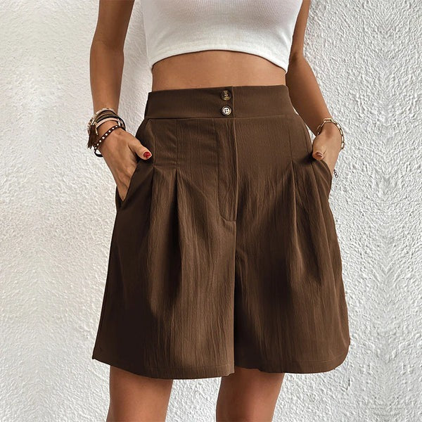 Yvonne | Women's High Waisted Pleated Shorts