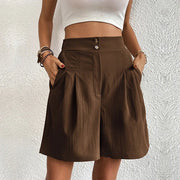 Yvonne | Women's High Waisted Pleated Shorts