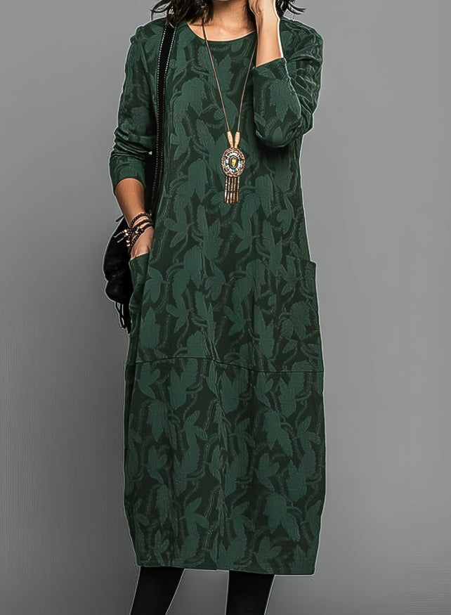 Grace | Women's Patterned Long Sleeve Midi Dress