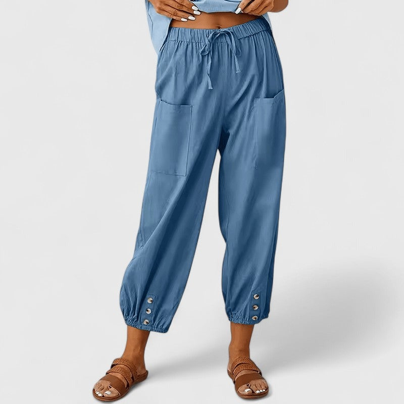 Cleo | Women's Linen Cropped Pants