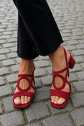 Sandales à brides arrière pour femme avec talon carré