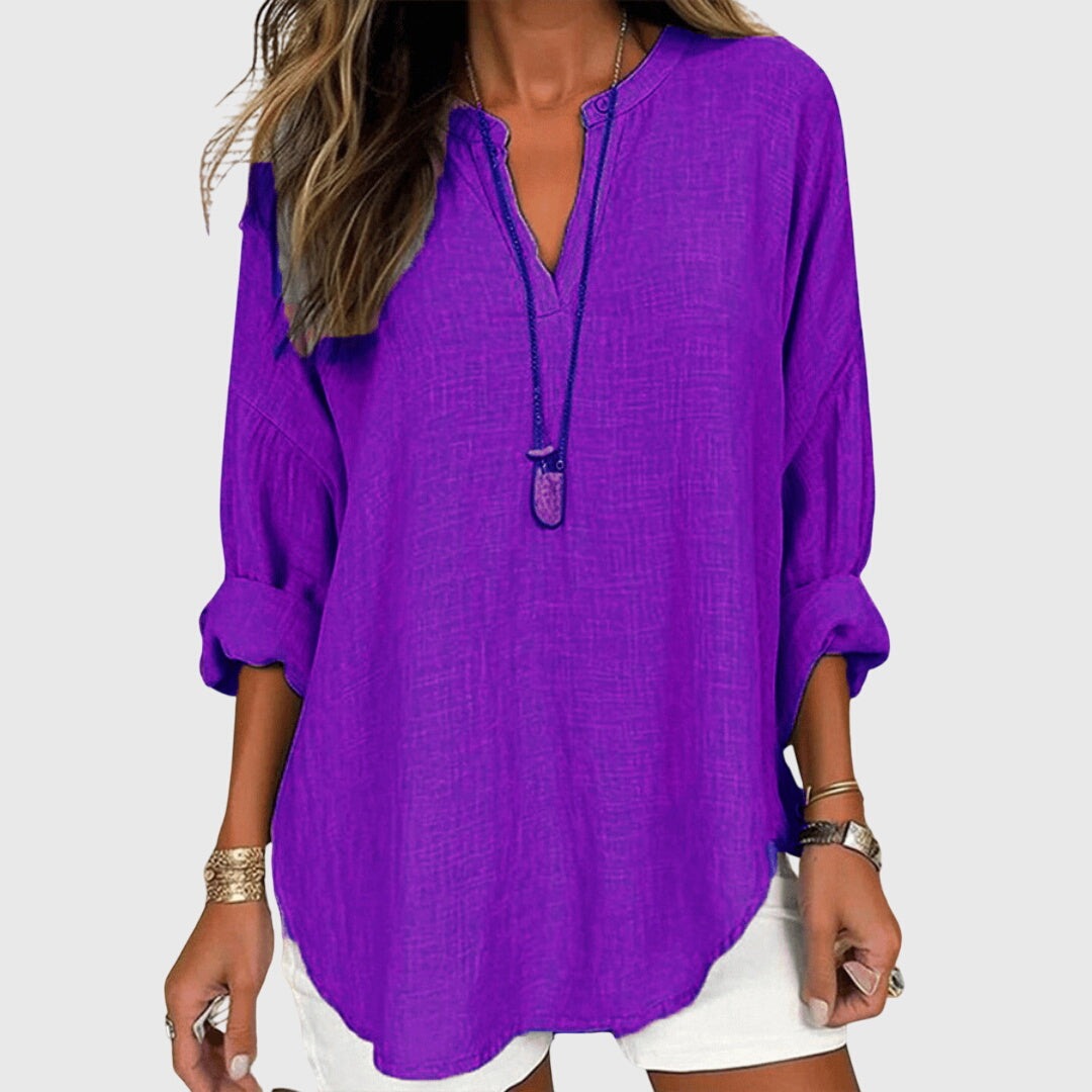 Yvonne | Women's Linen V-Neck Blouse