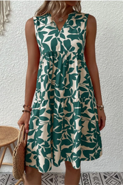 Paloma | Women's Leaf Print Sleeveless Midi Dress