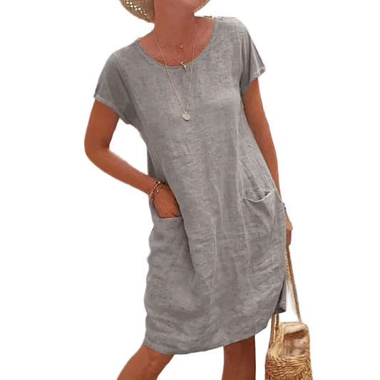 Tilde | Women's Short Sleeve Midi Dress with Pockets