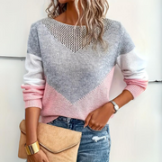 Solvi | Women's Crew Neck Mesh Crochet Jumper