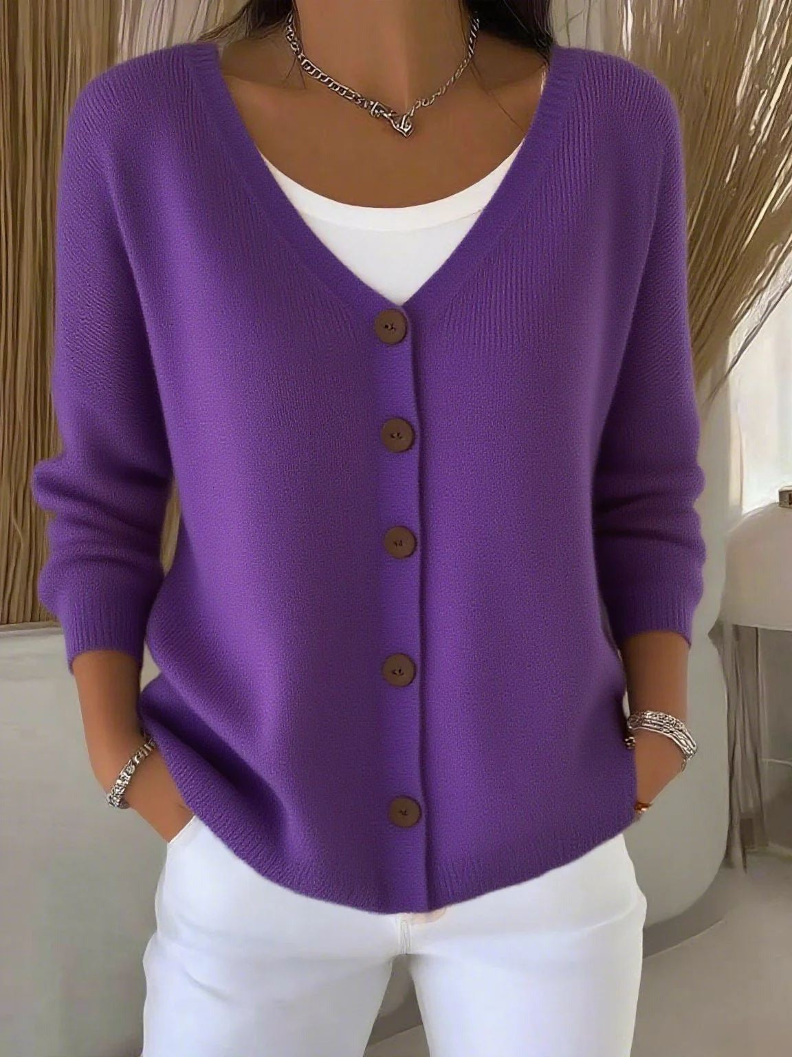 Liv | Women's V-Neck Button-Through Cardigan