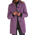 Women's Stand Collar Bouclé Winter Coat