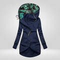 Women's Longline Asymmetric Zip Jacket with Botanical Hood