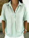 Women's Striped Short Sleeve Summer Polo Shirt