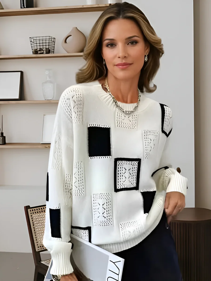 Nina | Colour-Block Patchwork Relaxed Knit Sweater