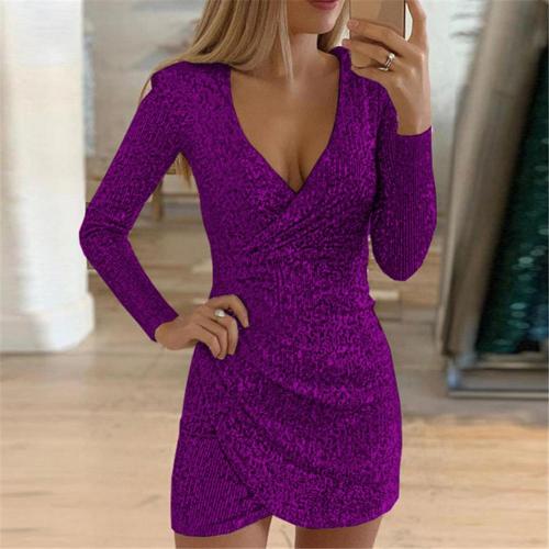 Nova | Sequin Wrap Long-Sleeve Bodycon Dress