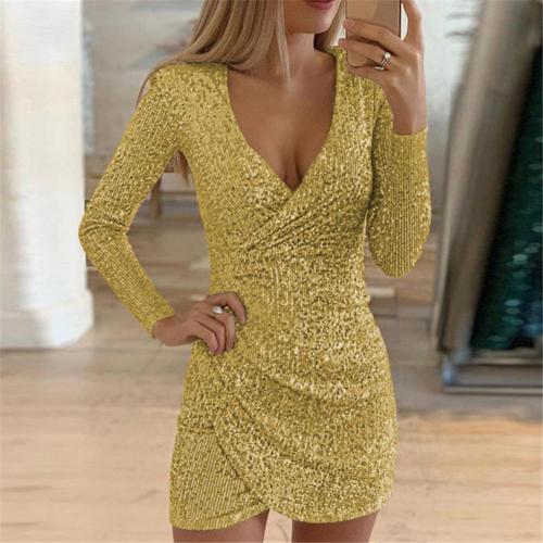 Nova | Sequin Wrap Long-Sleeve Bodycon Dress