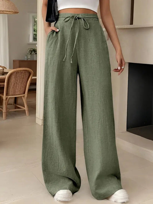 Ivy | Drawstring Wide-Leg Textured Pants