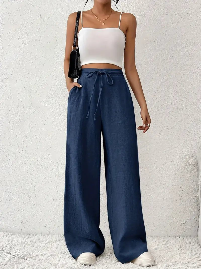 Ivy | Drawstring Wide-Leg Textured Pants