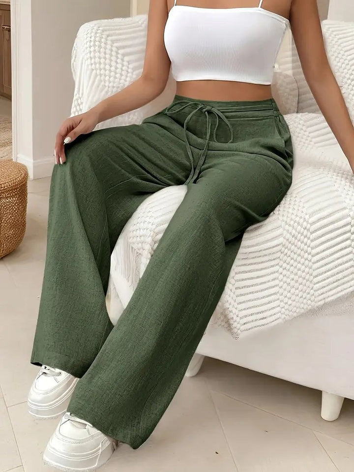 Ivy | Drawstring Wide-Leg Textured Trousers
